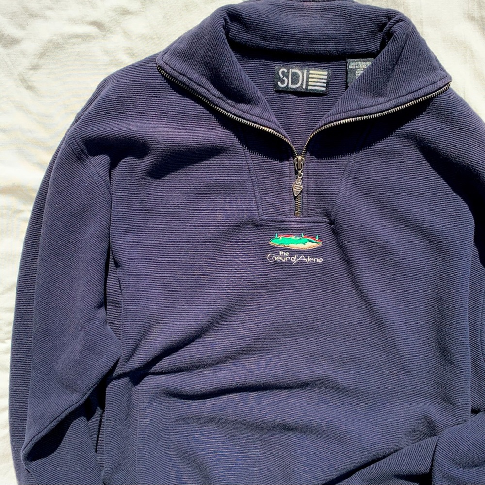 Vintage Coeur D’ Alene Quarter Zip Sweater